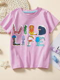 Children's Wild Life Graphic Crew Neck Short Sleeve T-Shirt