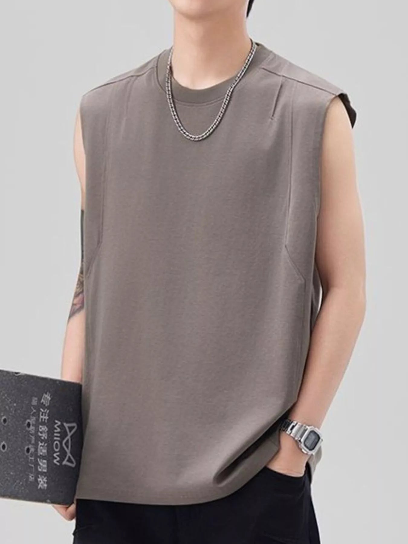 Men's Plus Size Solid Color Casual Tank Top