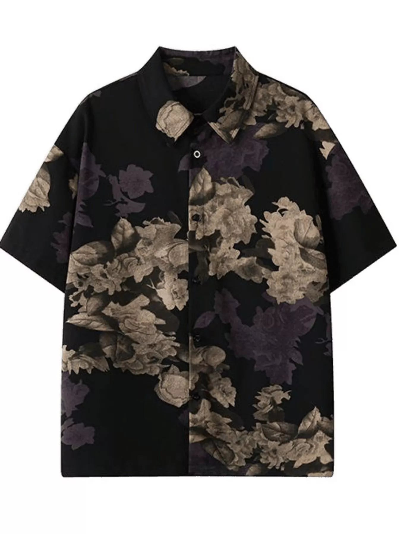 Men's Plus Size Printed Button Up Short Sleeve Shirt