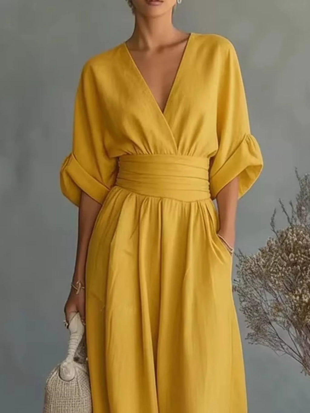 Full Size Half Sleeve Wide Leg Jumpsuit Plus Size