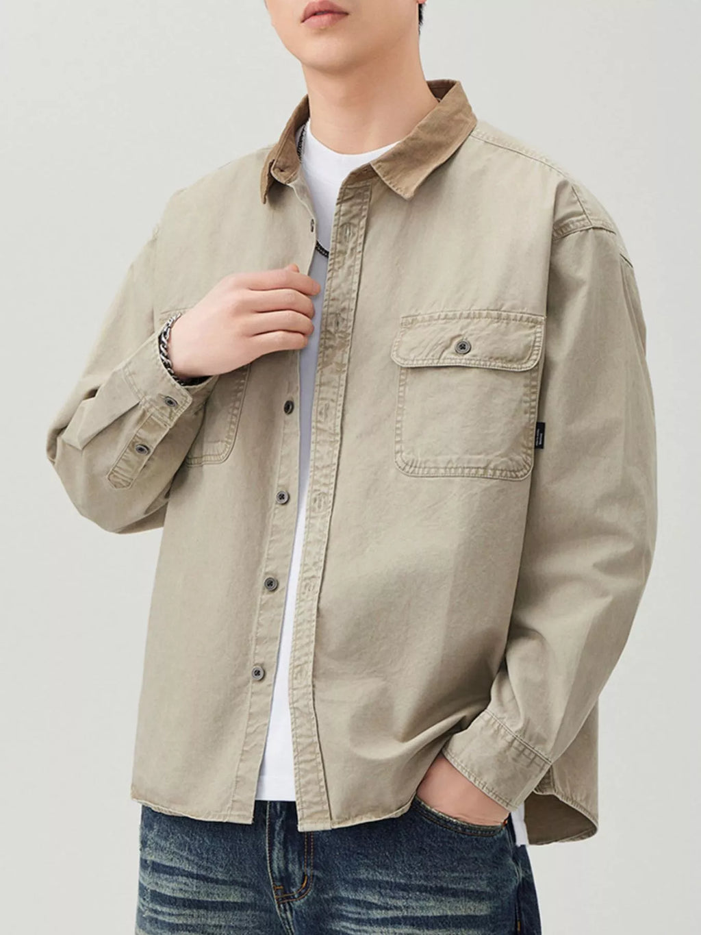 Men's Plus Size Button Up Long Sleeve Shirt
