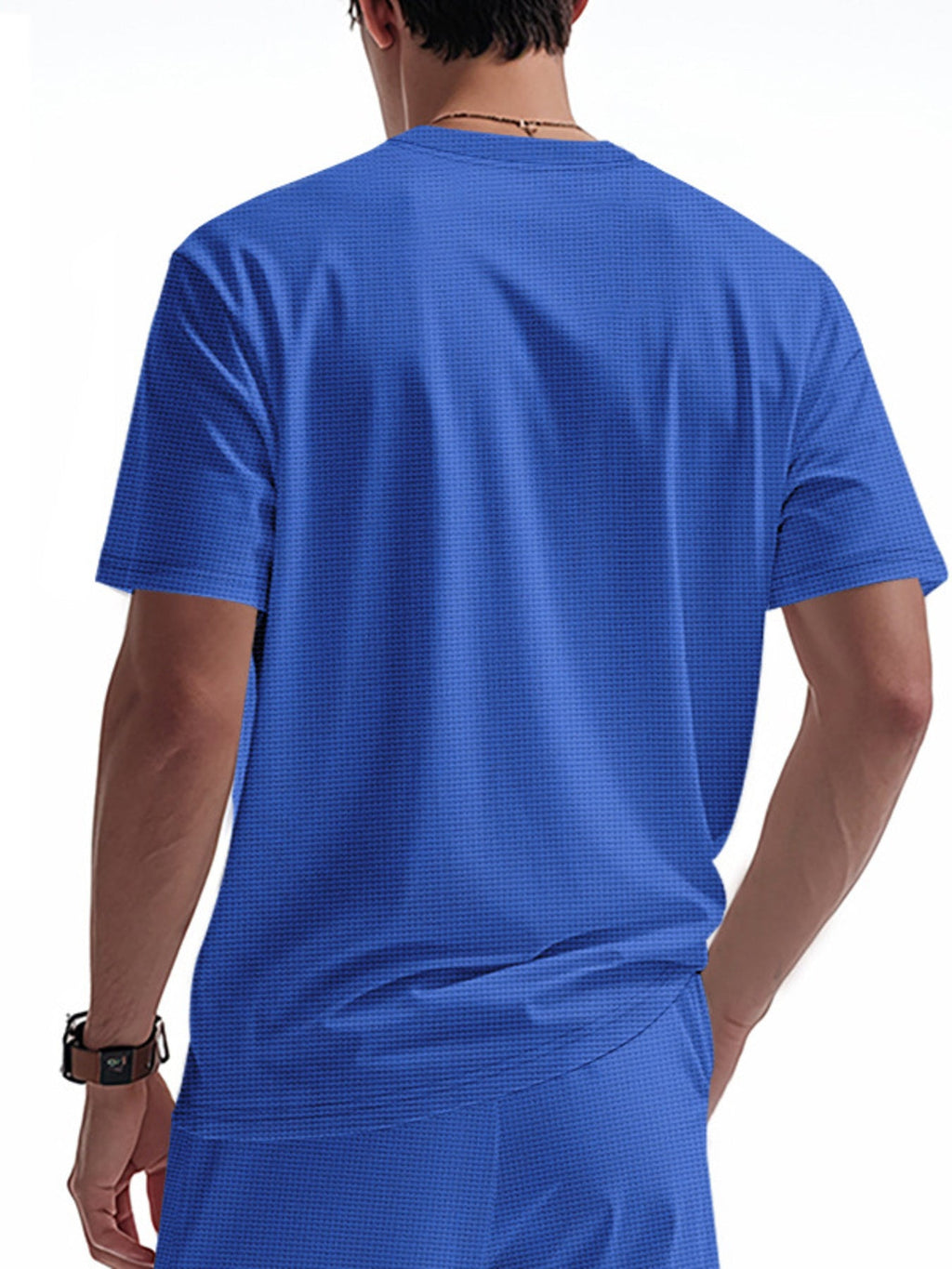 Men's Full Size Lace-Up Neck T-Shirt Plus Size