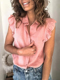 Ruffle Sleeve Button-Up Shirt