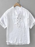 Men's Plus Size Button Detail Short Sleeve Blouse