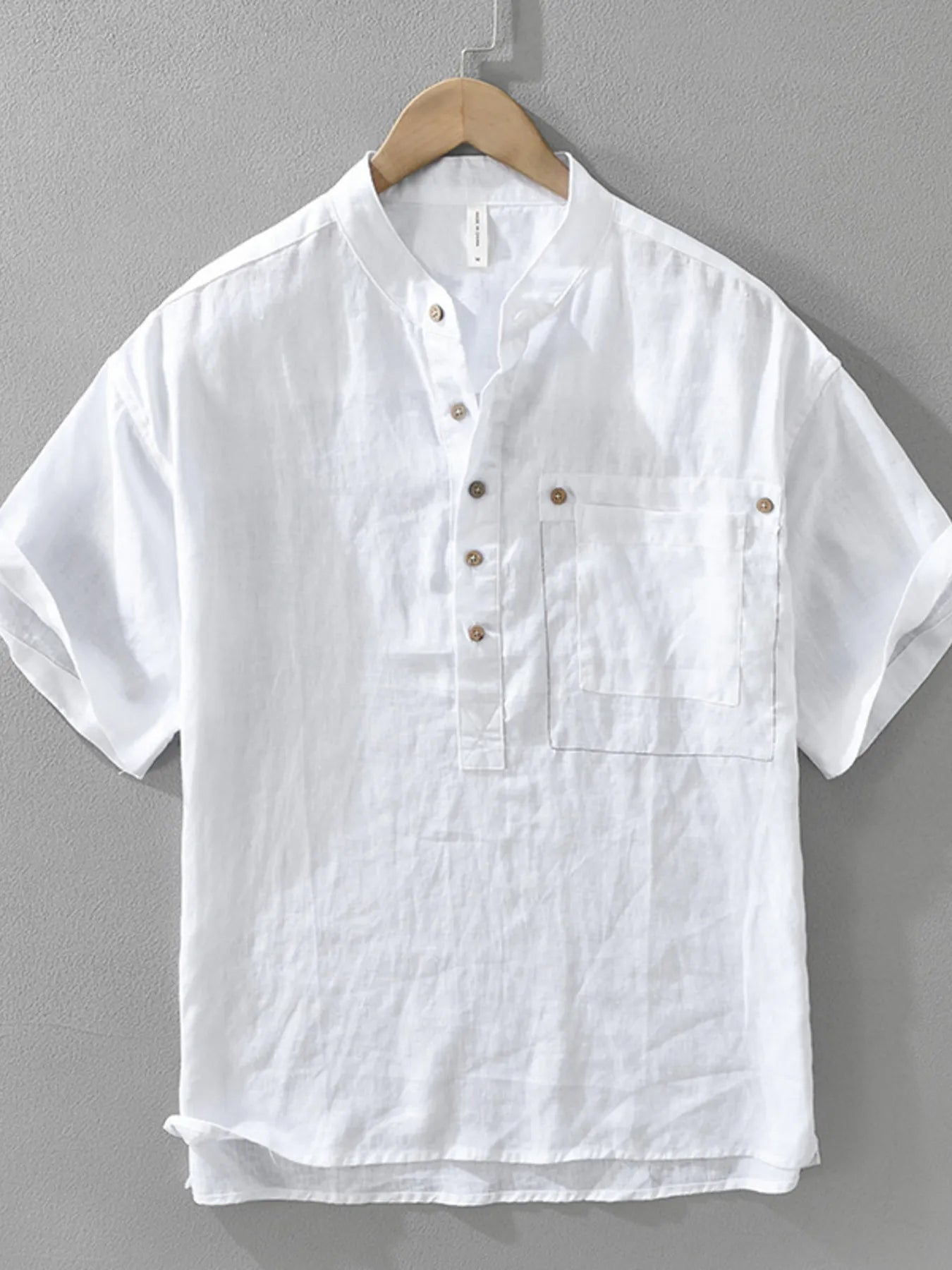 Men's Plus Size Button Detail Short Sleeve Blouse