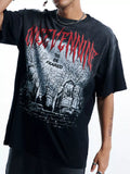 Men's Halloween Washed Round Neck Graphic T-Shirt