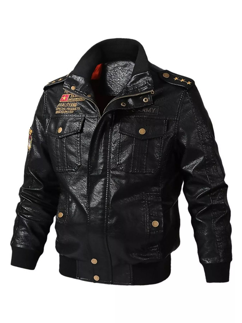 Men's Plus Size Zip Up Leather Jacket