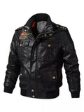 Men's Plus Size Zip Up Leather Jacket