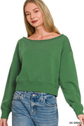 Zenana Fleece Boat-neck Sweatshirt