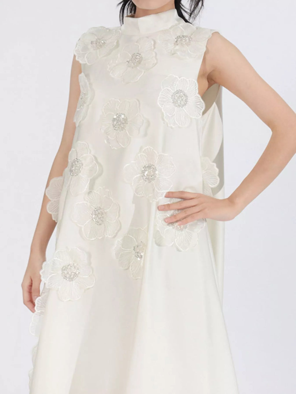 Floral Embellished Sleeveless Maxi Dress