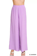Zenana Woven Airflow Elastic Waistband Pants