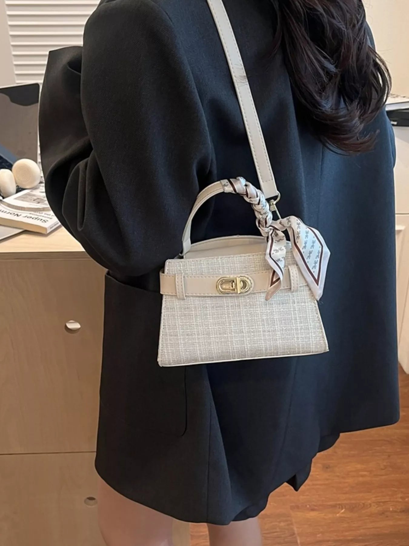 Texture Top Handle Crossbody Bag