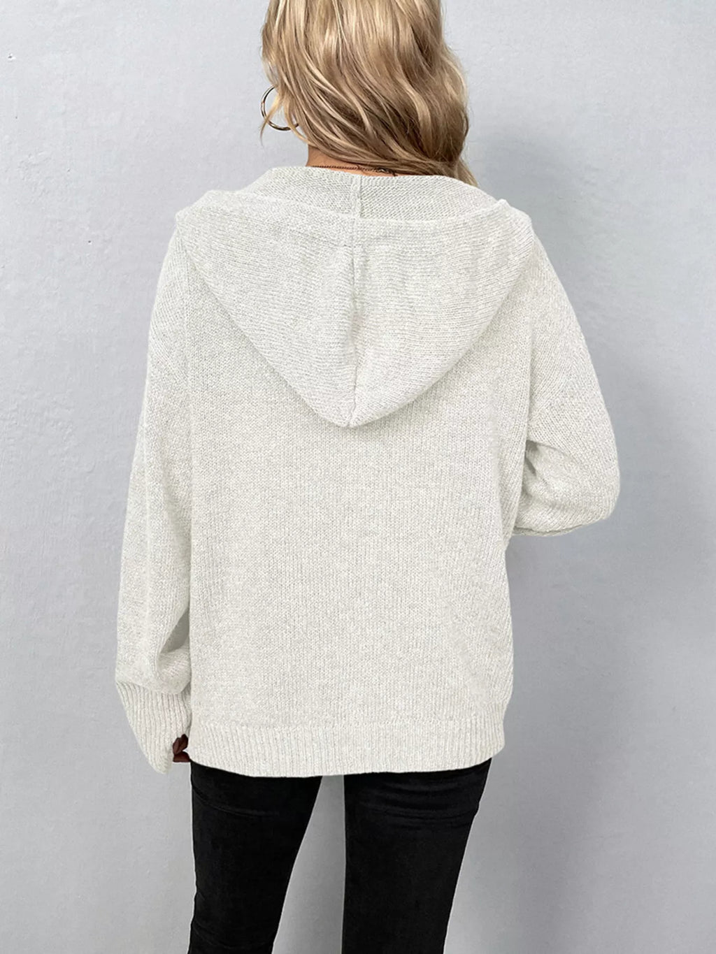 Full Size Cozy Knit Hooded Button-Down Cardigan Plus Size