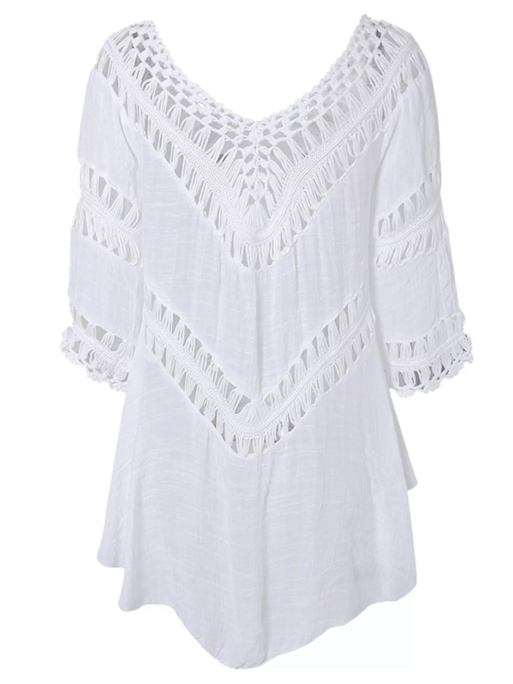 Crochet Trimmed Flowy Cover Up Dress
