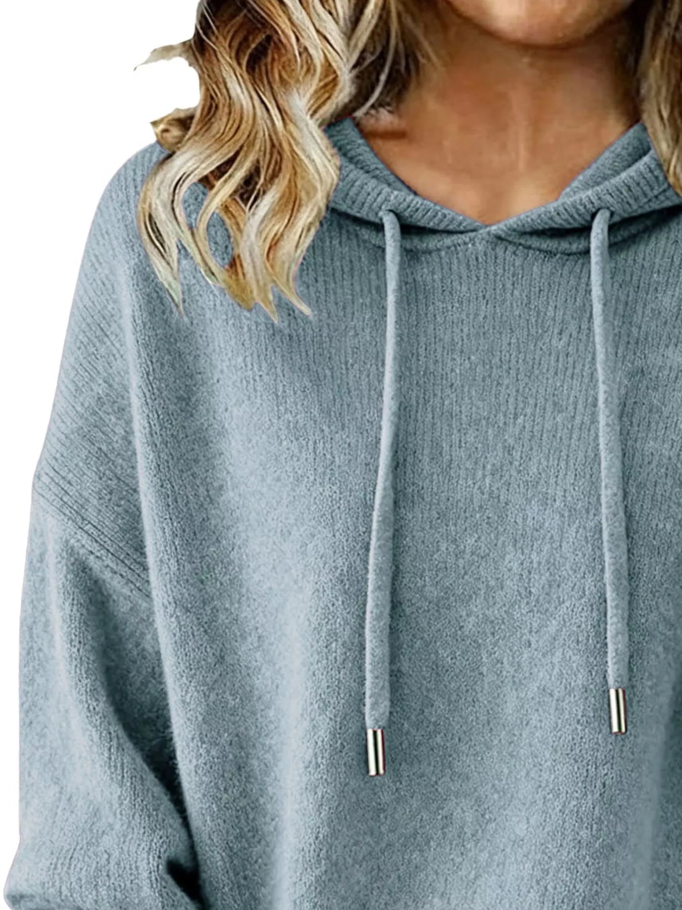 Drawstring Long Sleeve Hooded Sweater