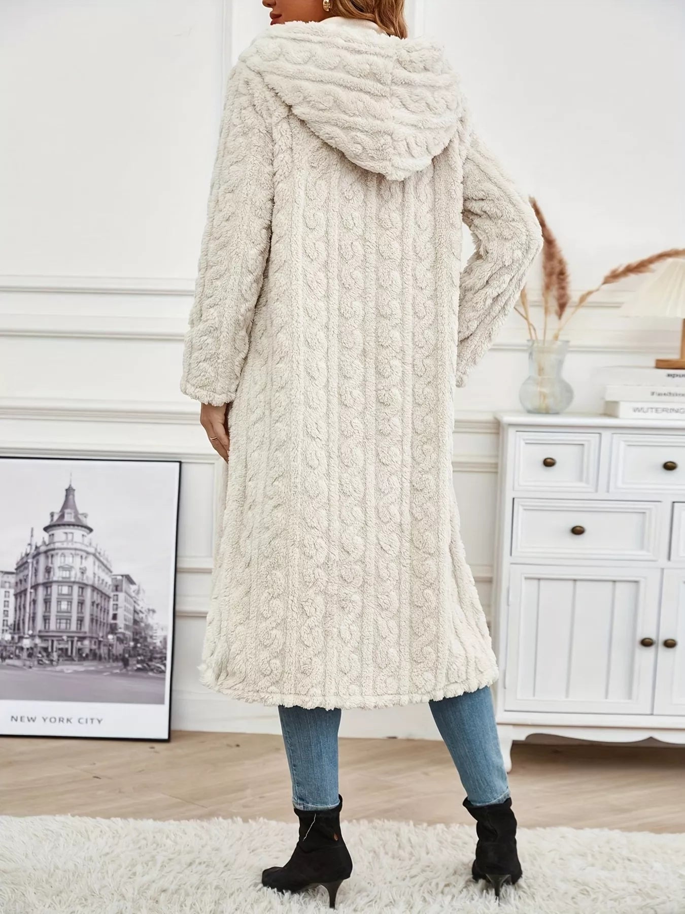 Cozy Hooded Button Up Longline Outerwear