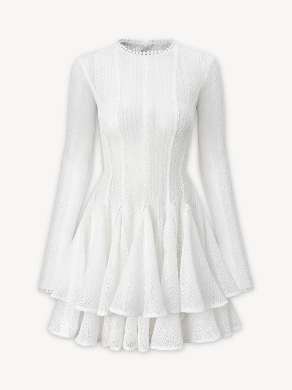 Layered Round Neck Long Sleeve Dress