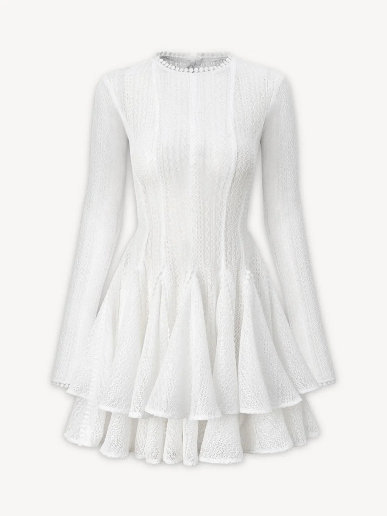 Layered Round Neck Long Sleeve Dress