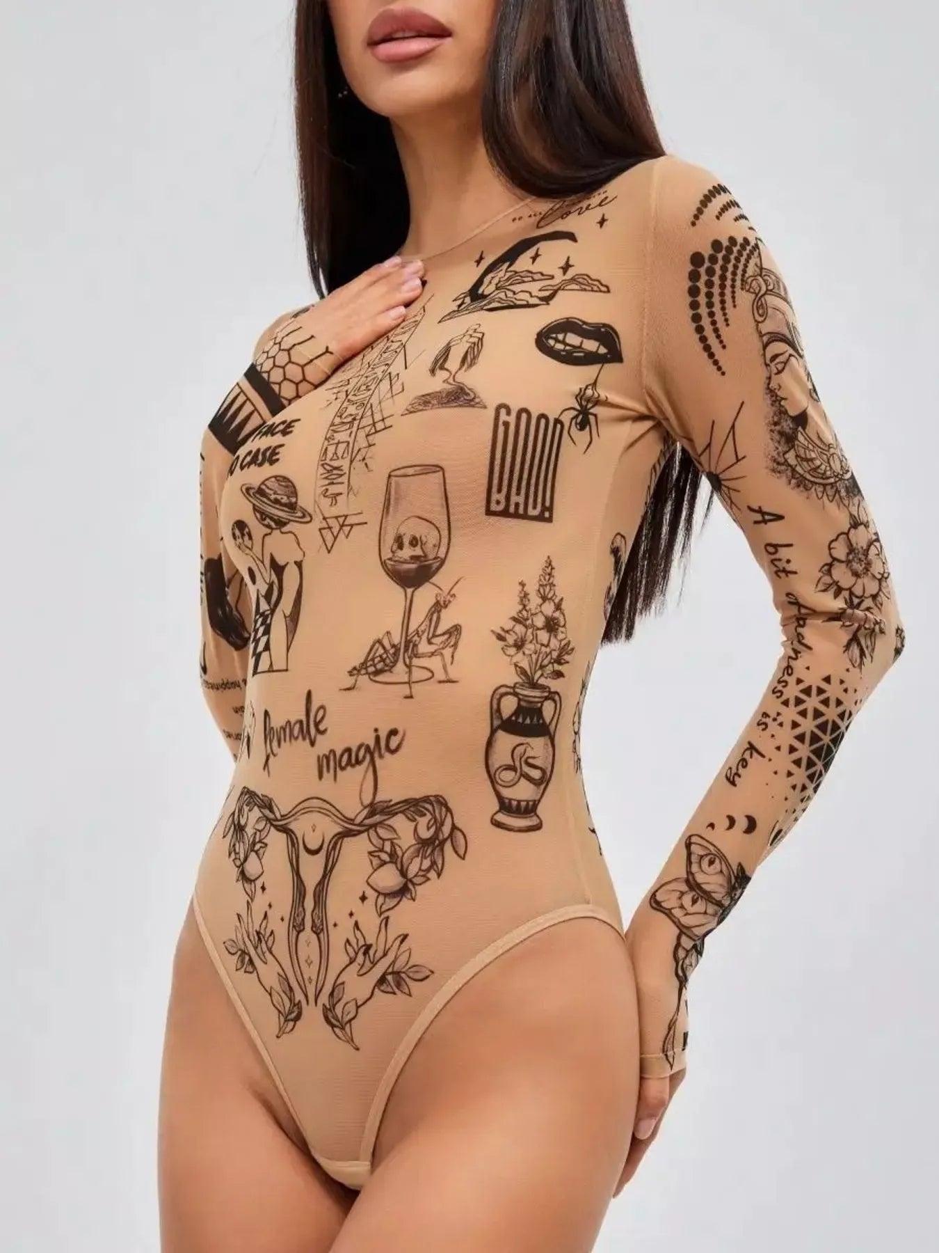 Printed Long Sleeve Bodysuit