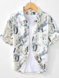 Men's Printed Button Up Short Sleeve Shirt