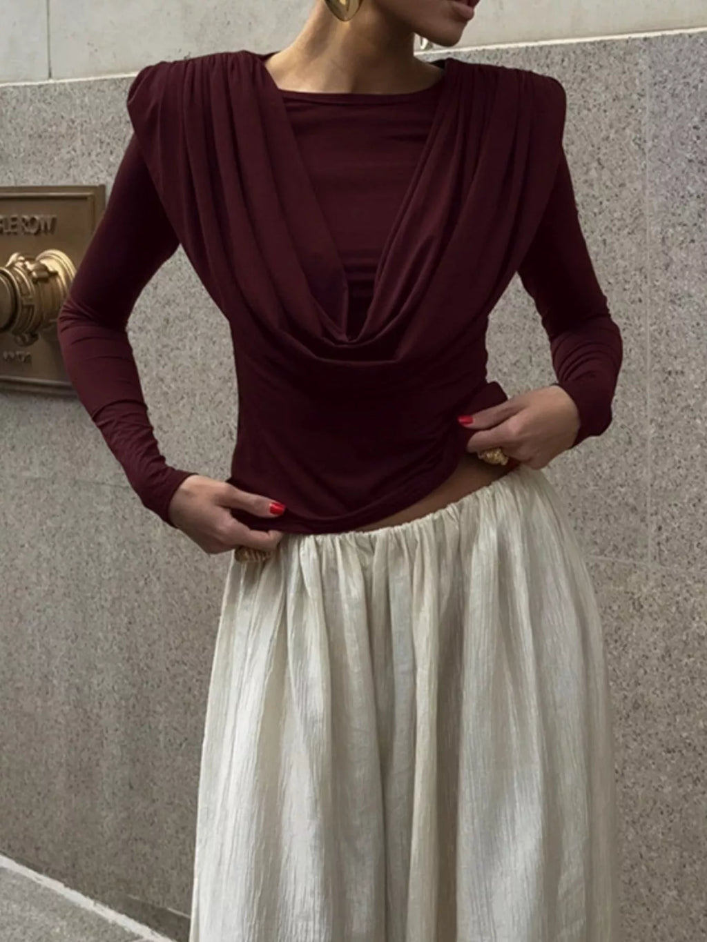 Ruched Long Sleeve T-Shirt