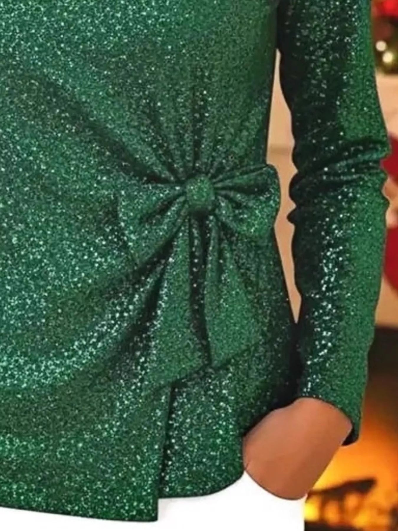 Full Size Sequin Bow-Knot Long Sleeve Top Plus Size