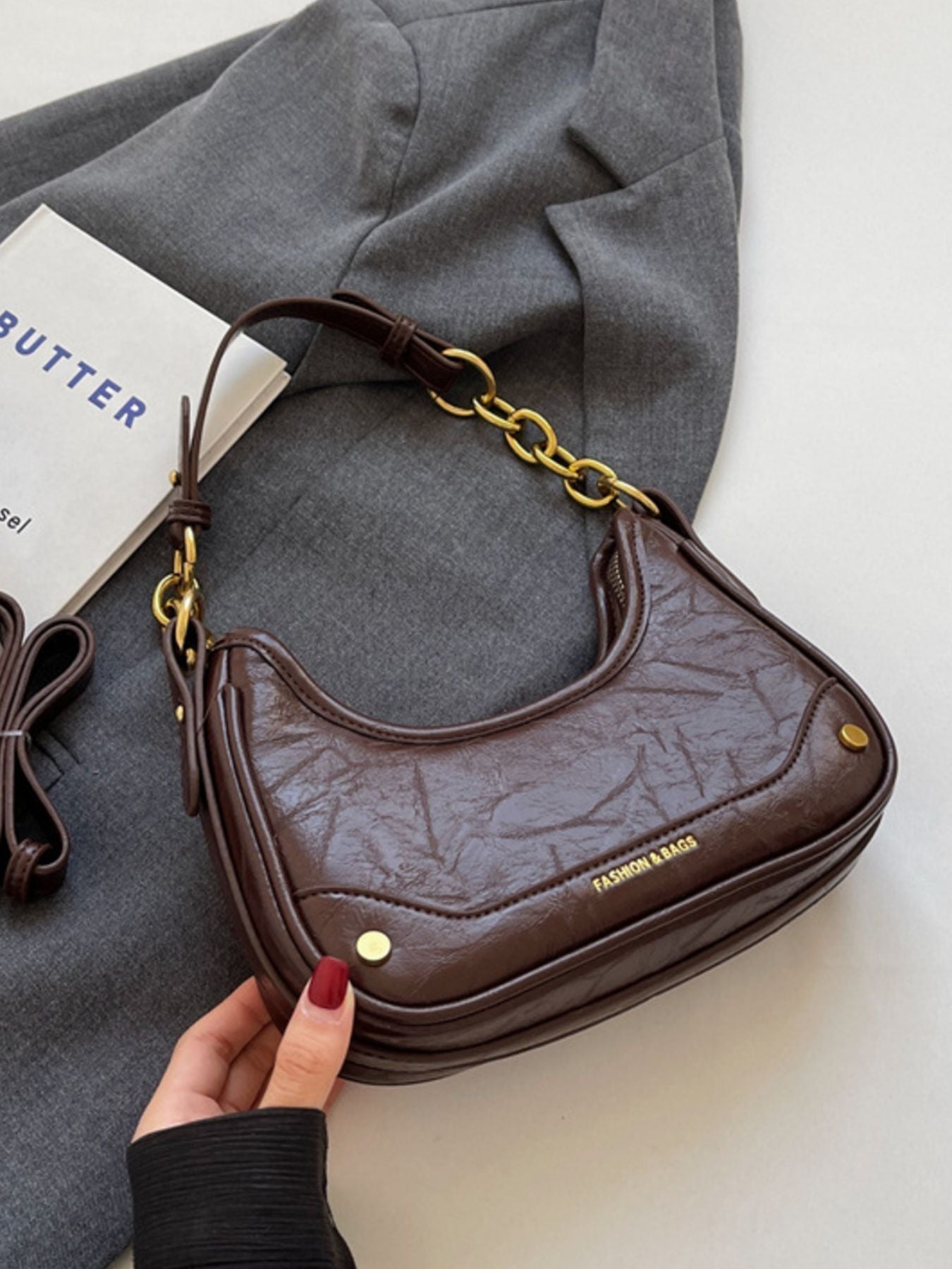 Chain Accent Shoulder Bag