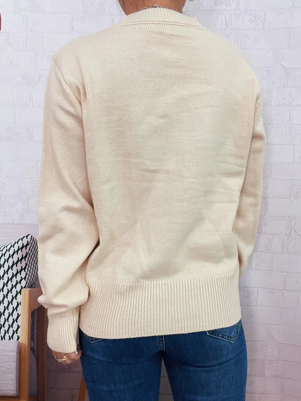Button-Front Cardigan with Colorful Detail Buttons