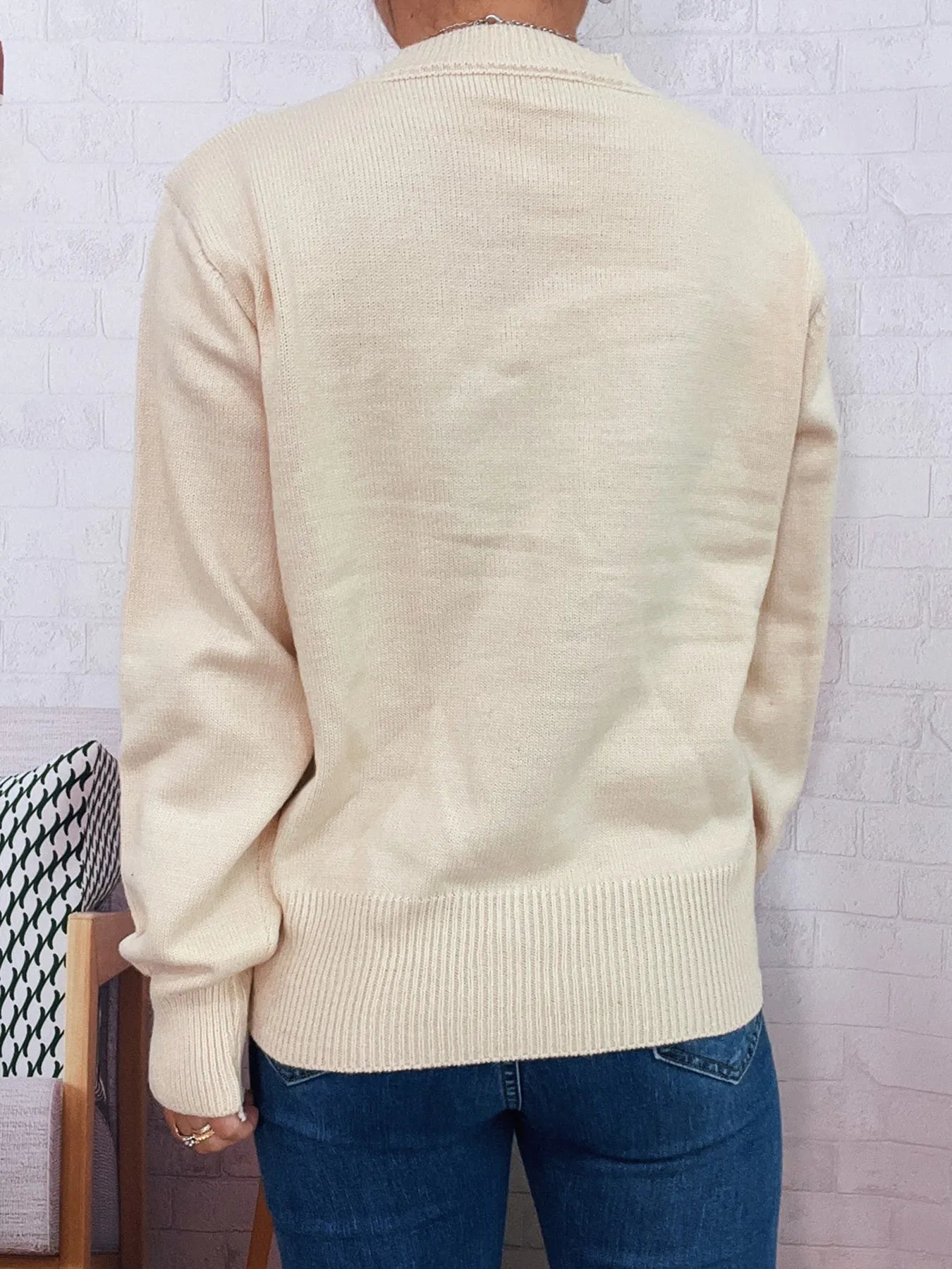 Button-Front Cardigan with Colorful Detail Buttons