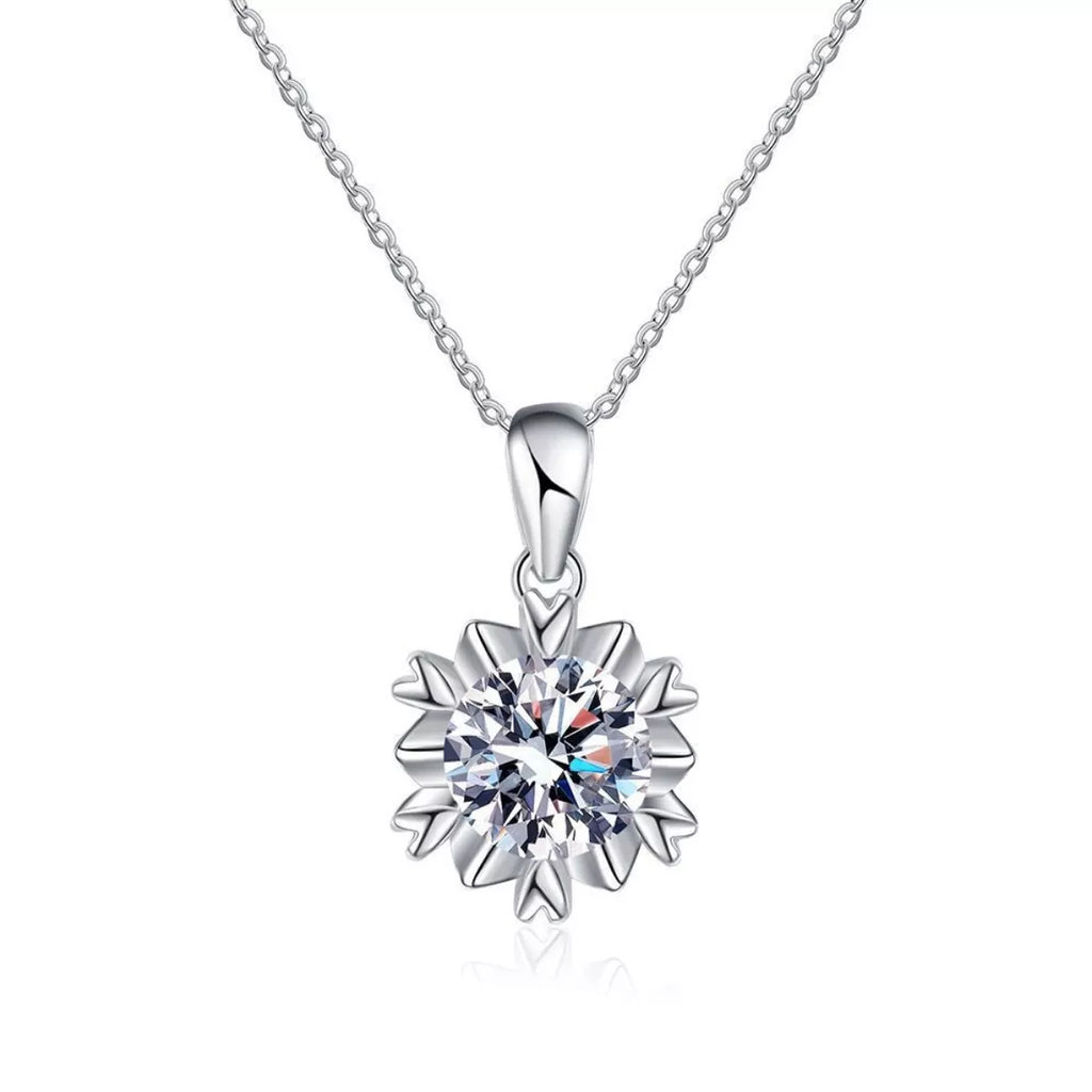 1 Carat Moissanite 925 Sterling Silver Flower Necklace
