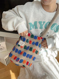 Colorful Pom-Pom Plush Crossbody Bag
