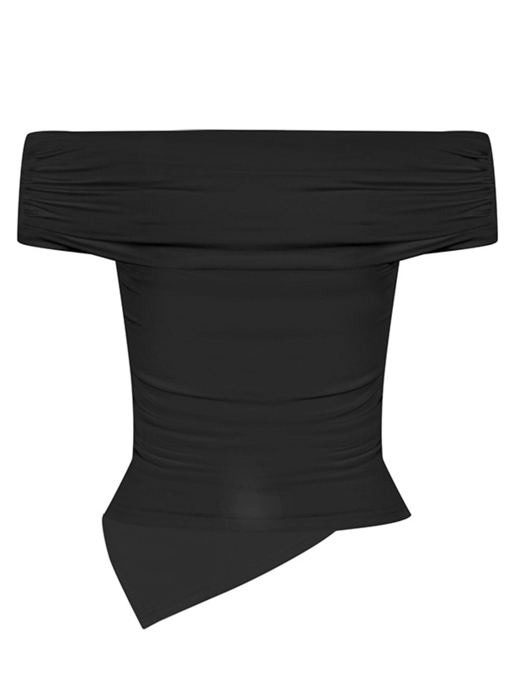 Off-Shoulder Ruched Asymmetrical Hem Top