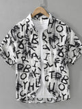 Men's Plus Size Letter Print Short Sleeve Shirt