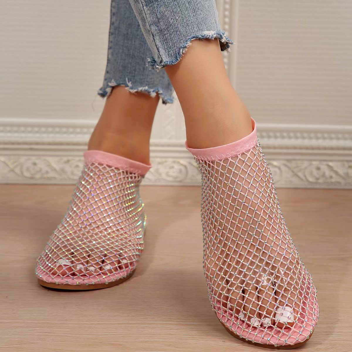 Rhinestone Round Toe Sandals