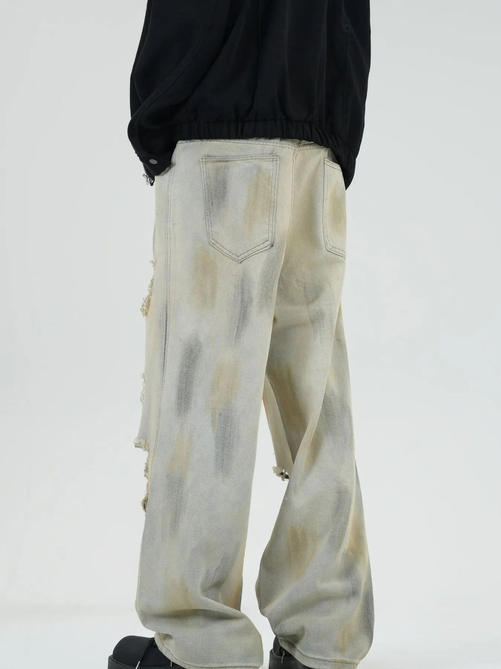Men's Full Size Distressed Wide Leg Jeans Plus Size