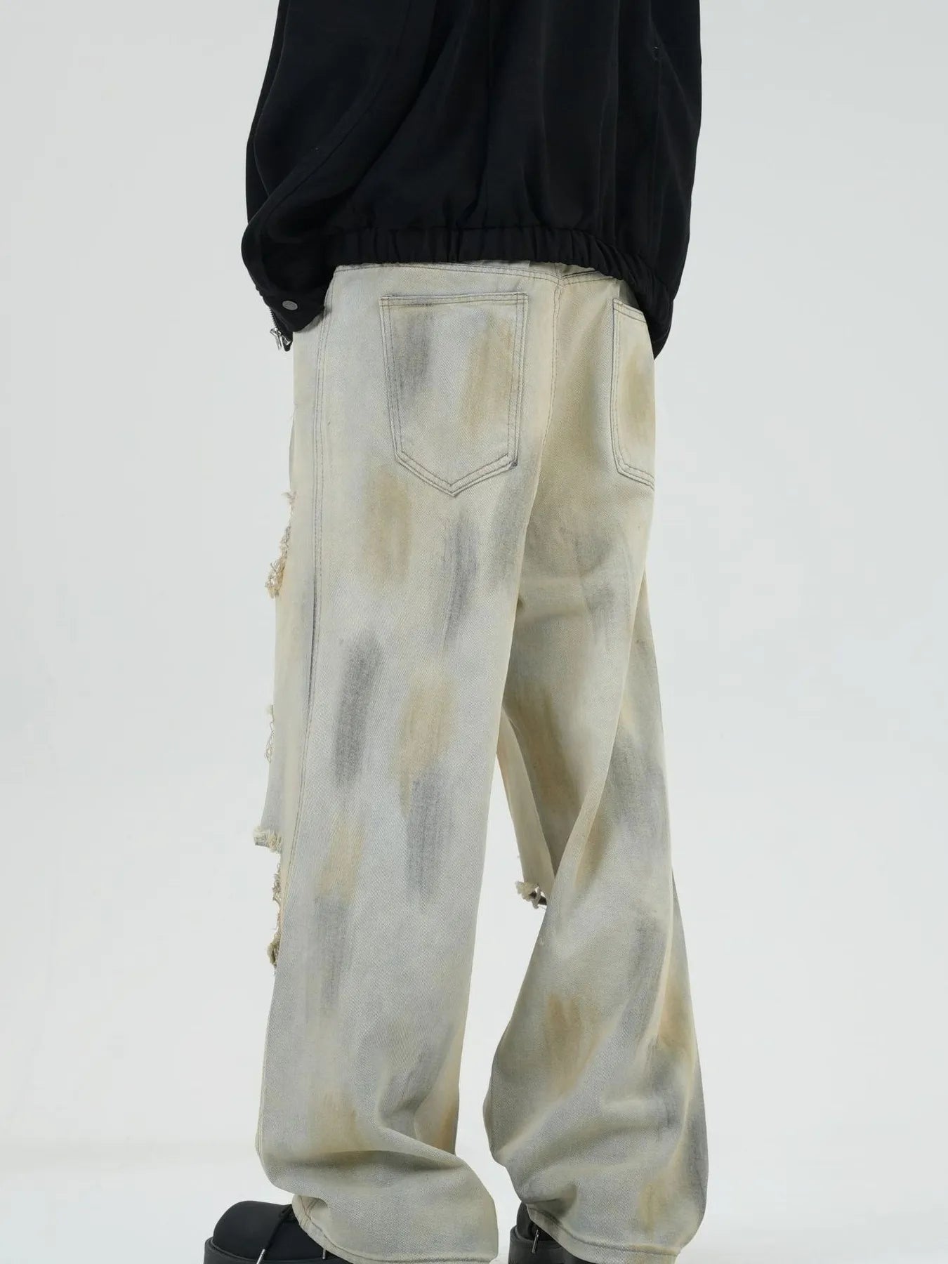 Men's Full Size Distressed Wide Leg Jeans Plus Size