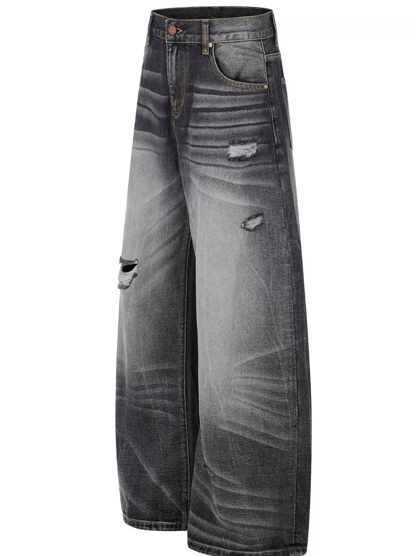 Men's Full Size Distressed Wide-Leg Jeans Plus Size