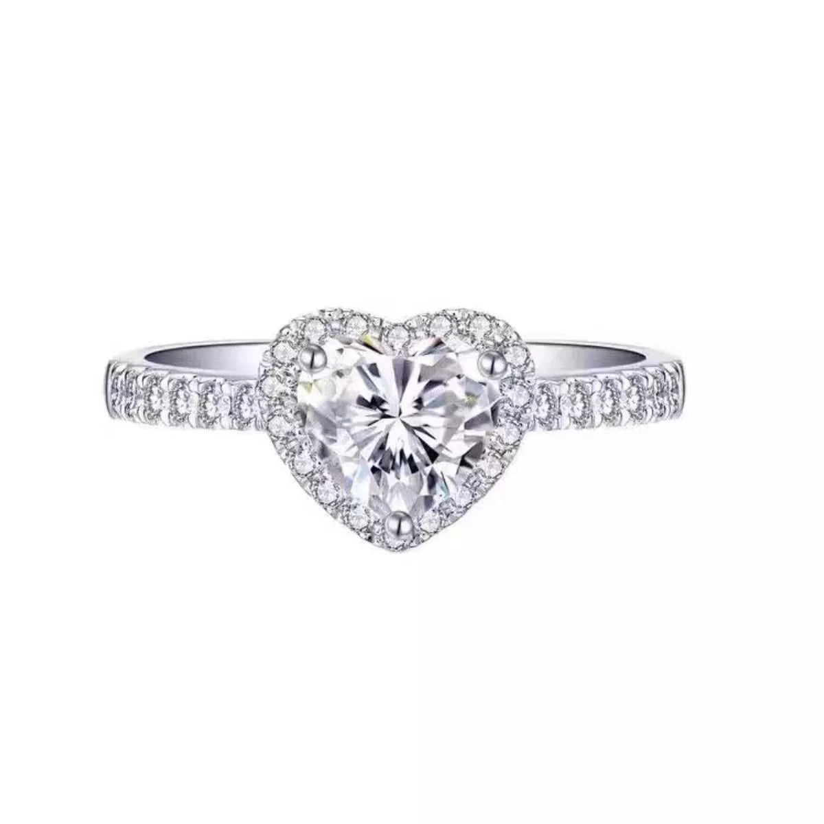 1 Carat Moissanite 925 Sterling Silver Heart Ring