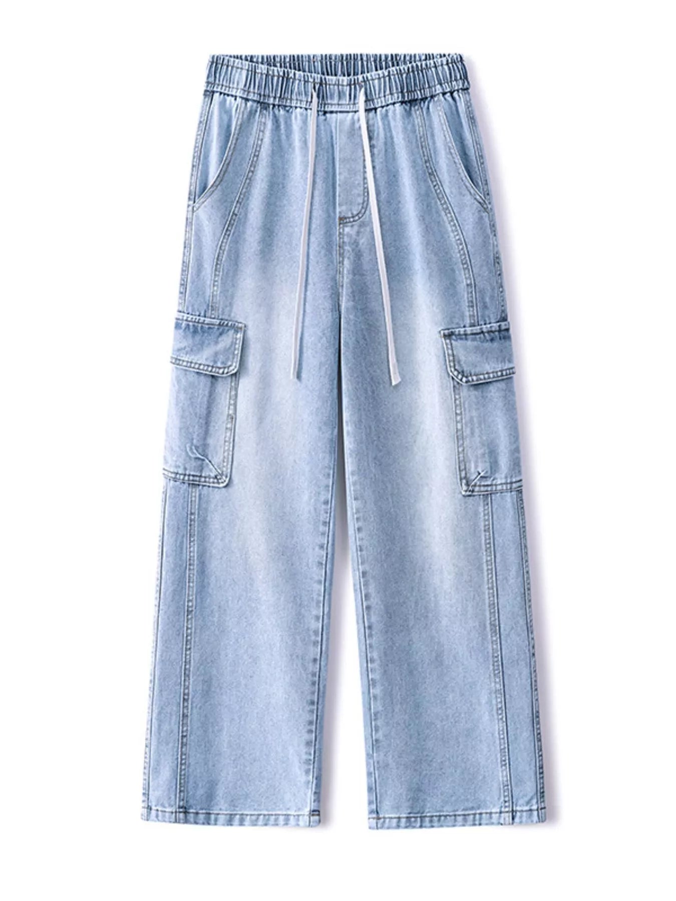 Men's Full Size Wide Leg Cargo Jeans Plus Size