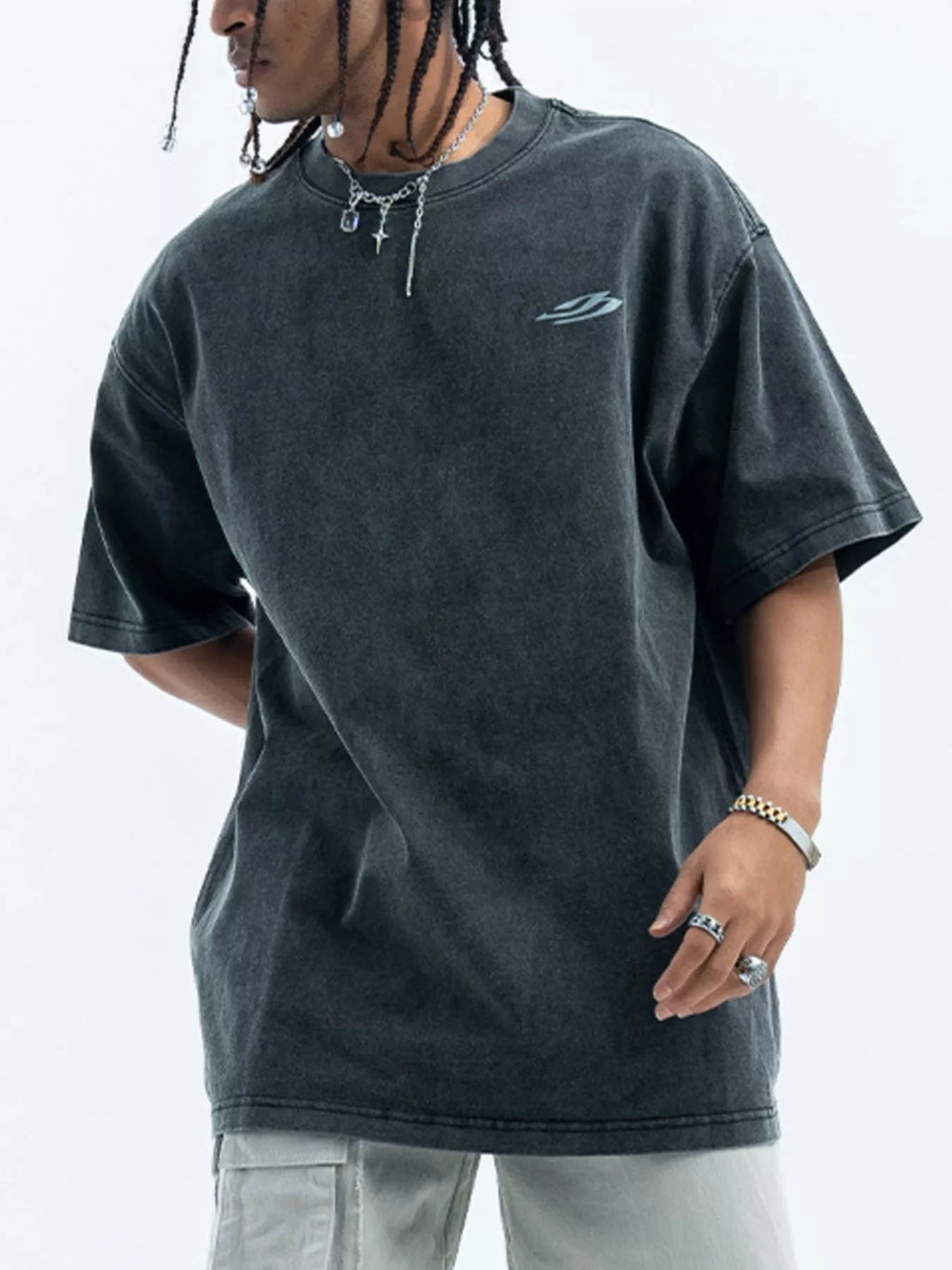 Men's Letter Back Round Neck Short Sleeve T-Shirt