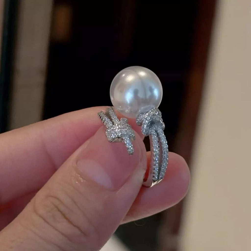 Pearl Zircon Bypass Ring