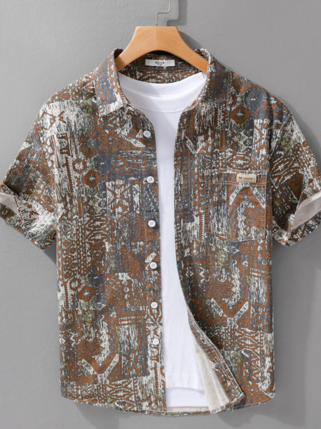 Men's Plus Size Button Up Short Sleeve Shirt