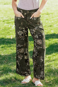Vintage Style Floral Print High Waist Wide Leg Jeans