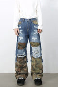 Men's Distressed Camouflage Jeans
