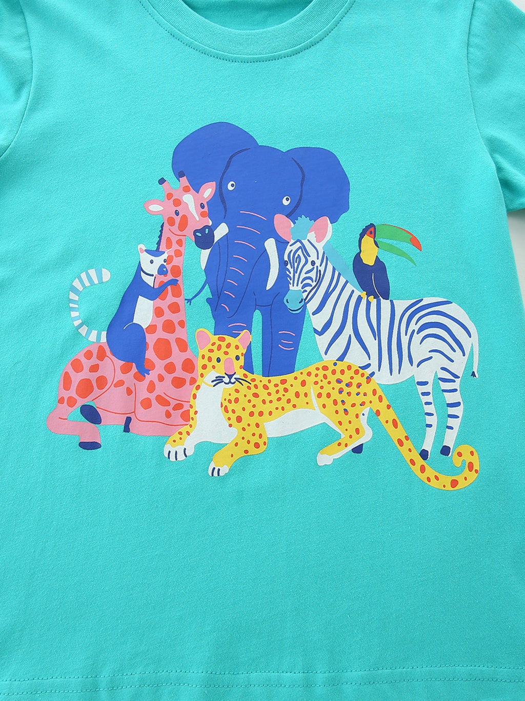 Children's Animal Graphic Crew Neck T-Shirt