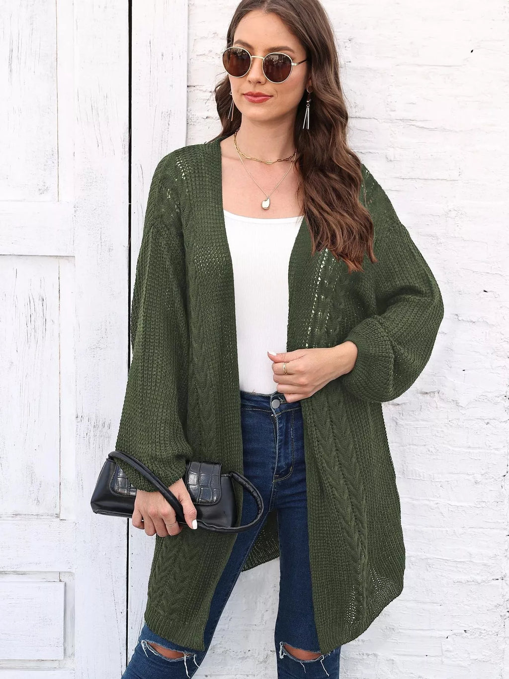 Open Front Long Sleeve Cardigan