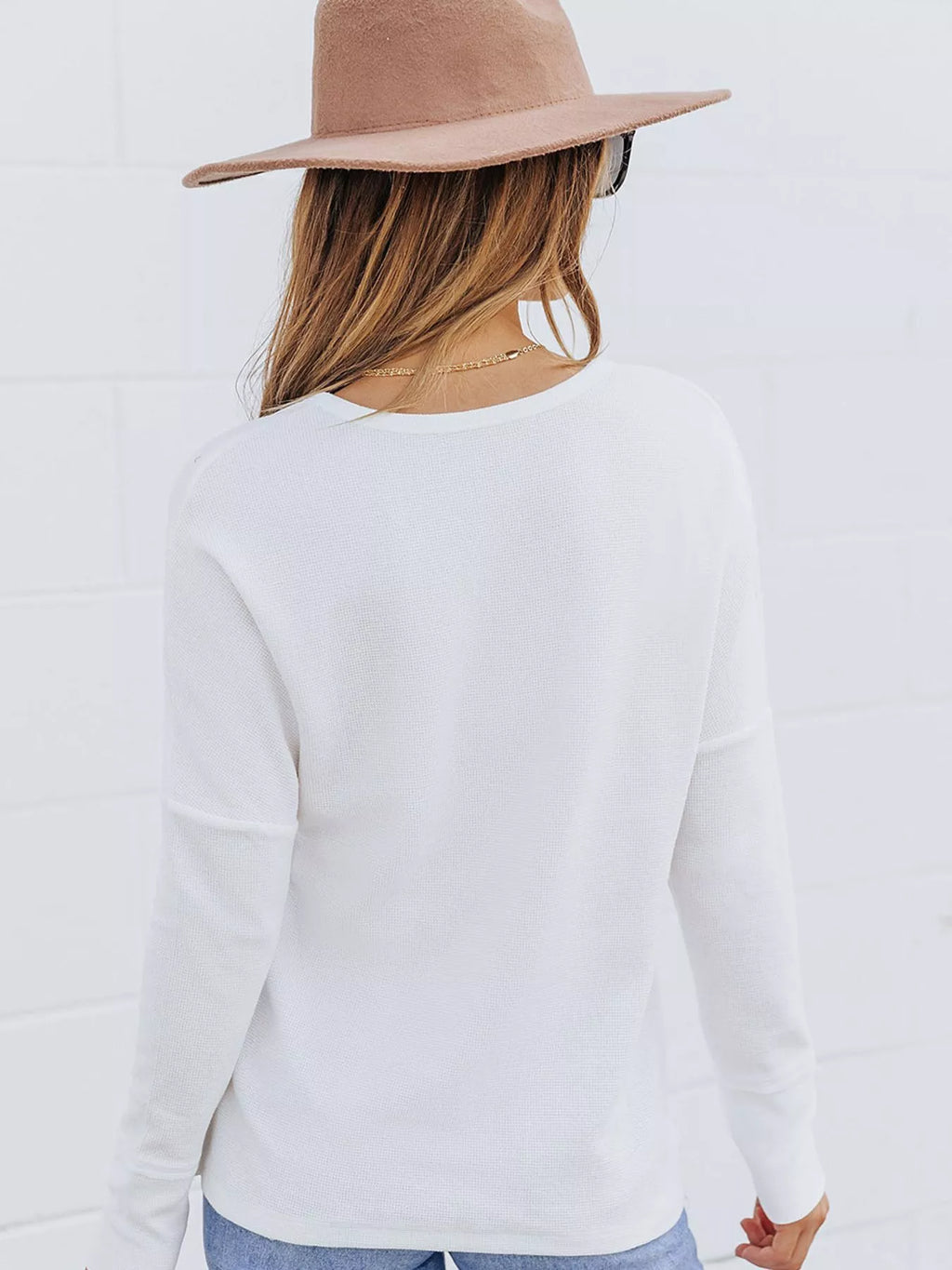 Waffle Knit Henley Top