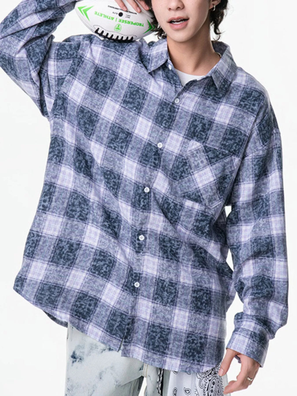 Men's Plus Size Plaid Button Up Long Sleeve Shirt
