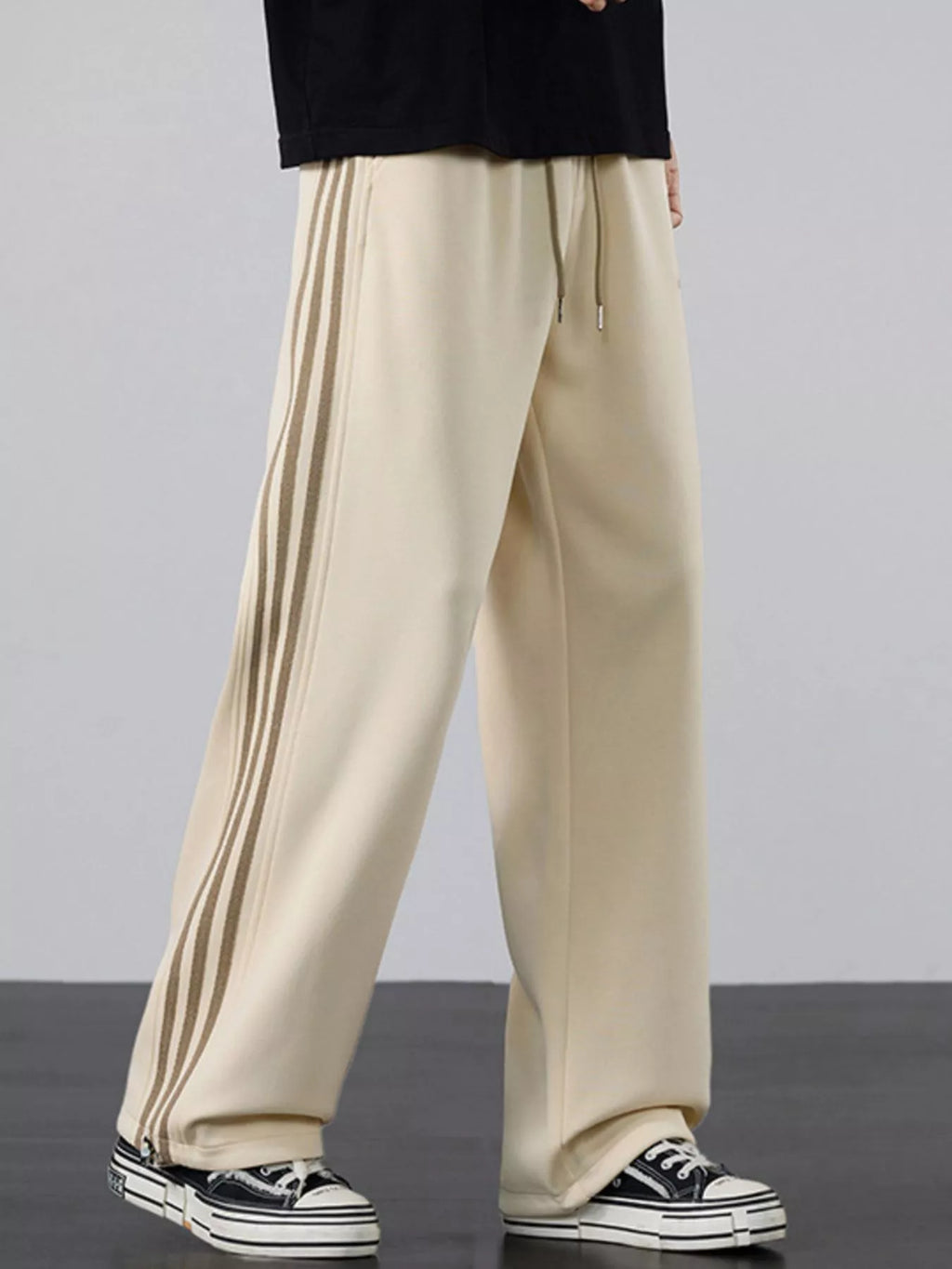 Men's Plus Size Casual Striped Wide Leg Sweatpants