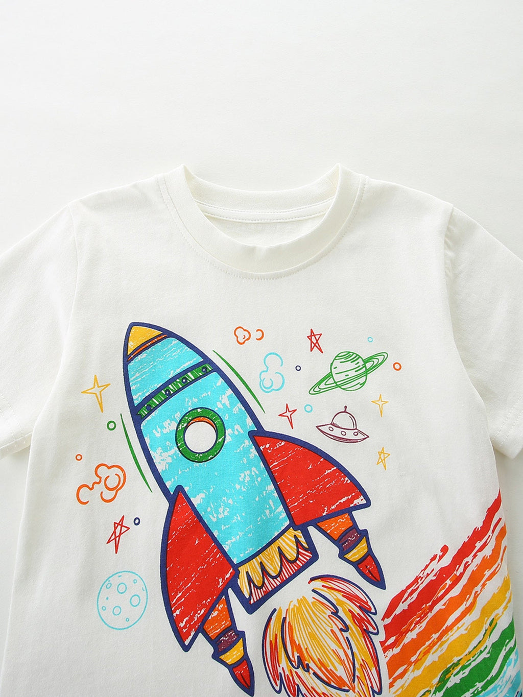 Children's Rocket Rainbow Graphic Short Sleeve T-Shirt